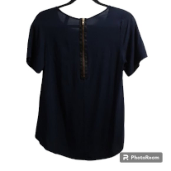 VOUS ENVIE Short sleeve Navy Blue High Low Top - Size M - Picture 2 of 6